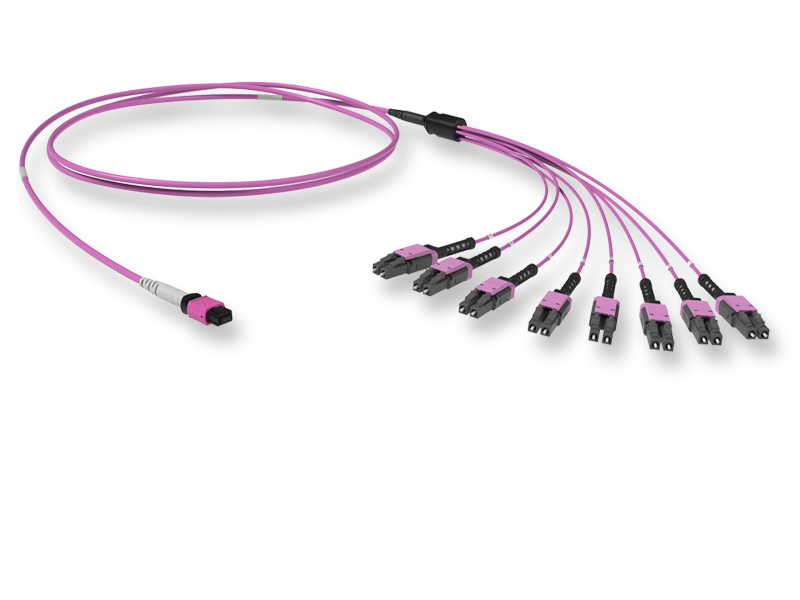 Оптический патчкорд MTP(16)f 8º APC/LC Duplex OM4